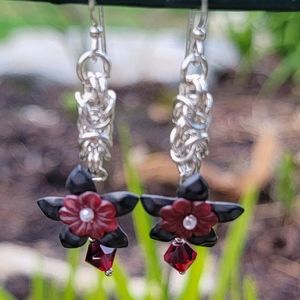 Sterling Silver Vintage Chainmaille Earrings